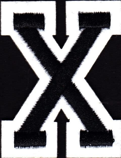 Писма - 2 црно -бела буква x - железо на везена апликација
