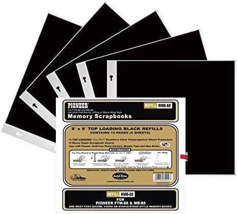 Pioneer Black Refill Pages за 8 инчи од 8 инчи мемориски книги