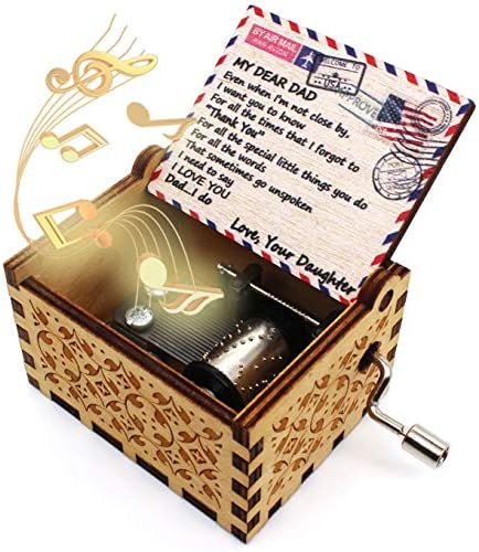 Дрвена музичка кутија Укебобо - Вие сте мојата музичка кутија за сонце, пошта дизајнирана, од ќерка до тато - 1 сет