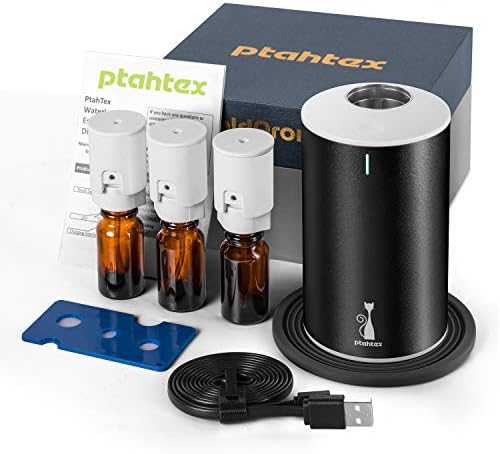 Ptahtex дифузер за бездомници за есенцијални масла, атомизирање на млазницата 3 парчиња, управувана батерија, преносна ароматерапија,