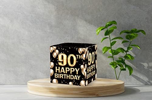 Keydaat 90-Ти Роденден Картичка Кутија, Црна И Златна Картичка Кутија За Роденден Декорации ,Партија Материјали, Пари Кутија