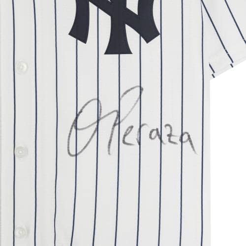 Oswald Peraza New York Yankees Autographed Bhite Nike Replica Jersey - автограмирани дресови на MLB