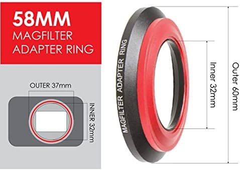 Kamerar Magfilter 58mm навојниот адаптер прстен со носач торба, прстени за адаптер за филтрирање на магнетни леќи, компатибилен