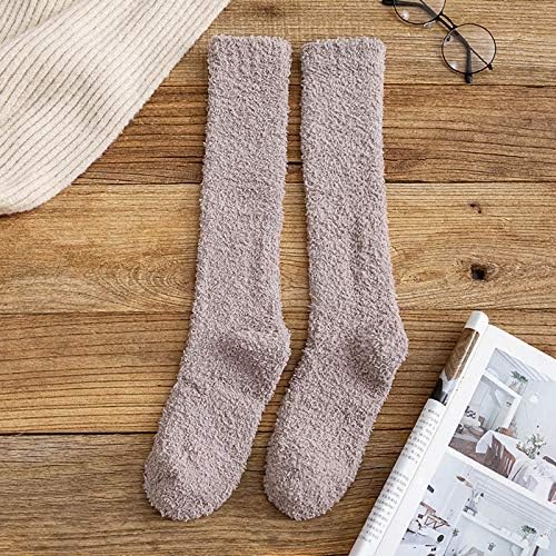 Womenените нејасни чорапи Зимско корално руно прошетка со чорап компресија буп високи чорапи за жени средно слатки домашни чорапи со