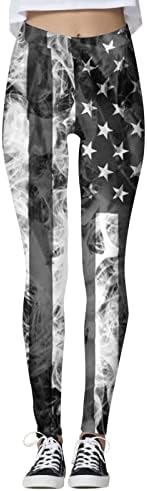 Американско знаме Патриотски нозе Controlенски стомак контрола на патриотски starsвезди ленти хеланки се протегаат задник кревање еластични