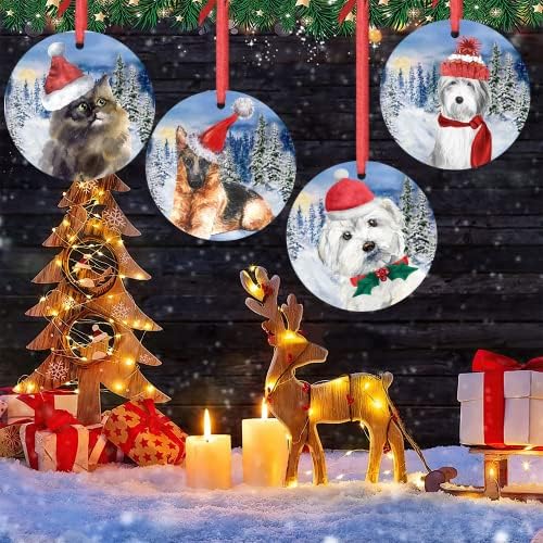 божиќен украс за богови 2021 куче германски овчар Санта порцелан Божиќ украс пастир кученце миленичиња украси за новогодишна