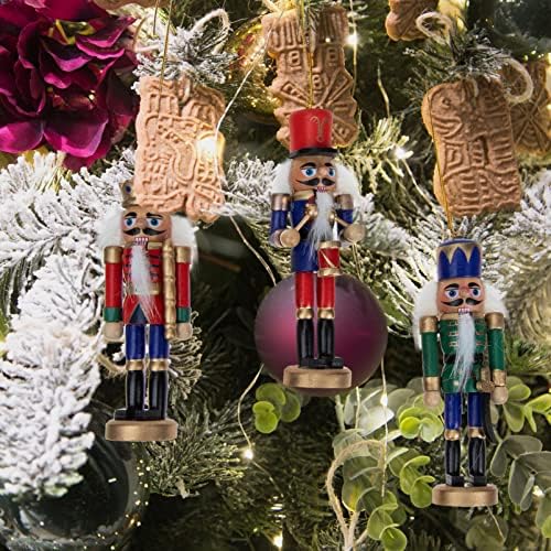 Pretyzoom 6pcs Божиќно оревчести украси сет оревчести висечки украси фигури дрвени оревици Божиќни оревици за фигури на елки