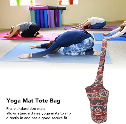 Jeanoko Long Tote со џеб, јога -мат торба платно Исклучиво занаетчиство за еднократно преносно преносно јога -торба за складирање на рамената,