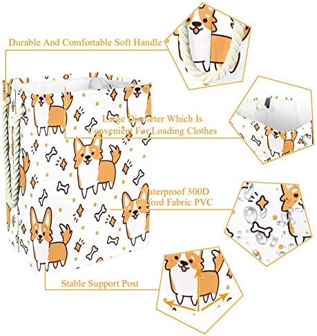Инхомер Симпатична-Куче 300д Оксфорд Пвц Водоотпорна Облека Ја Попречува Големата Корпа За Перење За Ќебиња Играчки За Облека