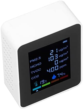 Тестер за температура и влажност, CO2 Монитор Интелигентен екран во боја 6 во 1 USB полнење за канцеларии за спортски сали