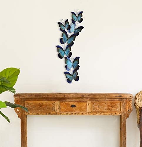 Т.И. Дизајн сини пеперутки современ метален wallиден декор