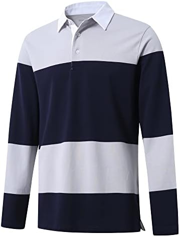 Машки голф Поло кошули со долги ракави шарени суви вклопуваат обични кошули со пик -поло, за мажи