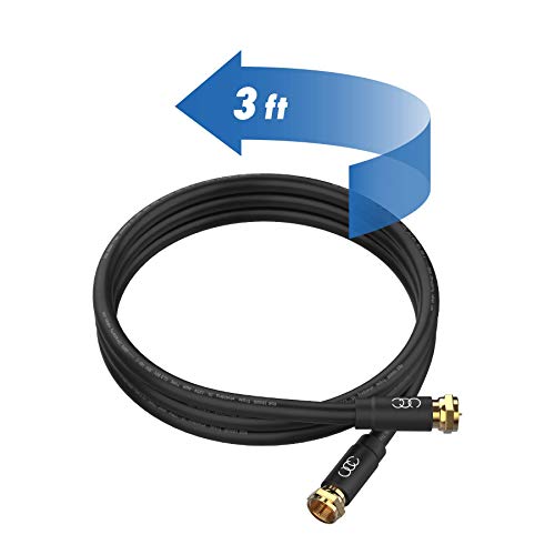 Ултра јасно кабли Коаксијален кабел 3ft - Трикратен заштитен кабел за кабел за кабел за коакции со коаксен коаксек со конек со обложување на