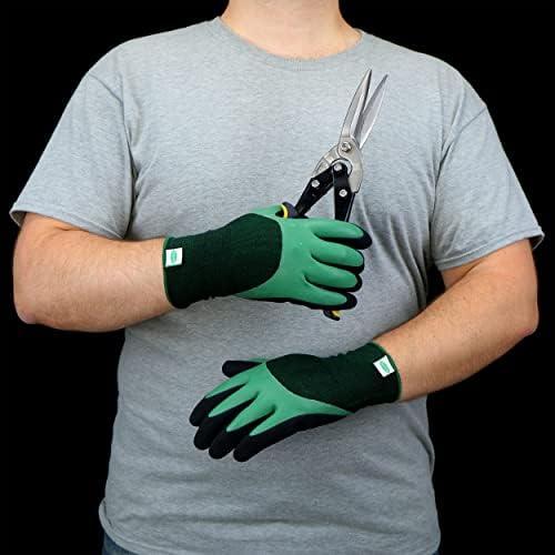 Двојно натопени натопени ракавици за латекс на Скотс, кои се отпорни на вода, одличен зафат, отпорна на абразија, зелена/црна,