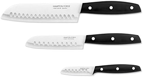 Хемптон Форж - Мираж - 3 парчиња нож Сантоку - црно