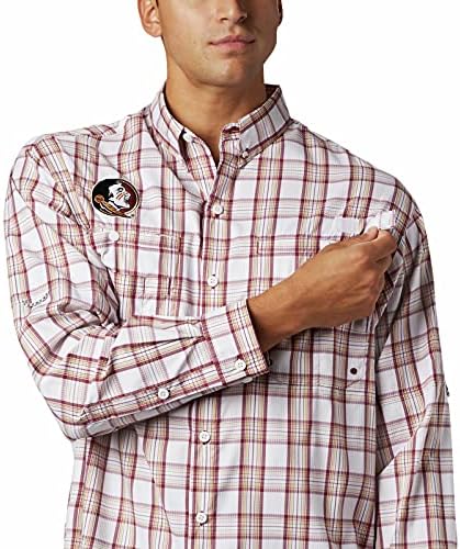 Колумбија НЦАА Флорида Држава Семинолес Машка кошула со долг ракав, Голем, голем, ФСУ - Каберне Тартан карирана