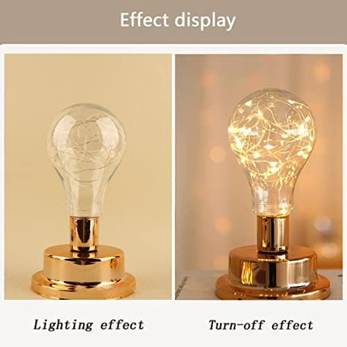 Биро ламба железна декоративна ламба, батерија со златна сијалица, ноќна светло светло десктоп канцеларија ноќна ламба, декоративна