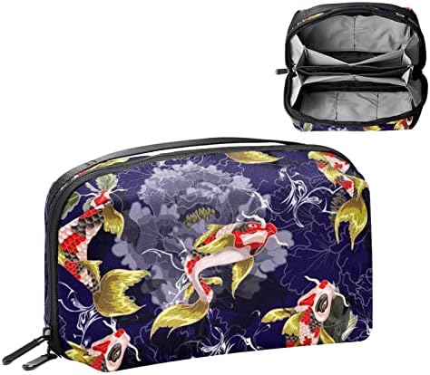 Шминка Торба Патент Торбичка Патување Козметички Организатор За Жени И Девојки, Риба Цветни Доброто Виолетова Цвет