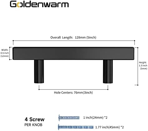 Goldenwarm 15 пакувања мат црна фиока влече црни рачки за кабинети, црни рачки за кујнски рачки 3in црна фиока влече модерен црн хардвер, центри