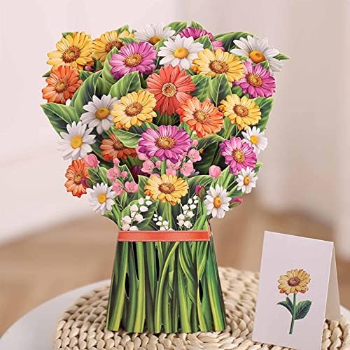 Дугутул Поголема свежа исечена хартија, се појавуваат цвеќиња, 3Д роденденски картички за жени мажи, користејќи цврста хартија, цвеќиња
