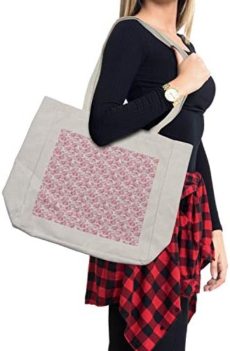 Торба за шопинг со акварели Амбесон, пастелни ливчиња романтична роза лисја ботаничка убавина суштина, еколошка торба за еднократна