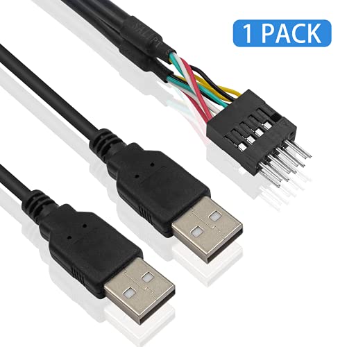 Duttek 9 Pin Header Header, USB Header Male Splitter, 9 Pin USB Splitter, до двојна USB машка кабелска употреба за да се поврзе со поврзаните уреди за да се вклучат во USB -заглавието за глава на матичн