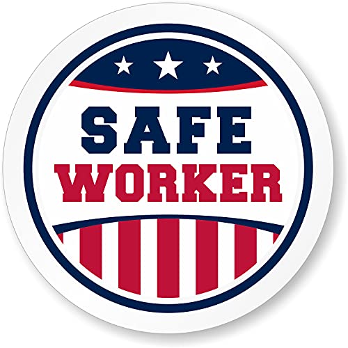 Пакет SmartSign „Безбеден работник“ од 5 етикети со тврди капа | Ретро-рефлективен, 2 круг