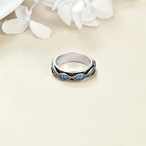 Yafeini fidget ring 925 Стерлинг сребрен спинер прстен злобно оче прстенен прстен на очите вртеж за анксиозност, жени вртежи палецот прстен