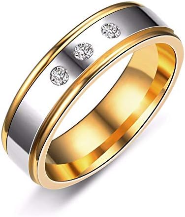 KOLESO 316L 14KGP прстени за жени три CZ со ливчиња за ливчиња 6мм-07510