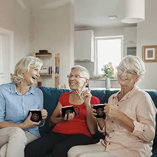 2023 Подароци за пензионирање за жени, црно злато смешно пензионирано кафе -чаши за кафе, подарок за женска мајка баба, збогум