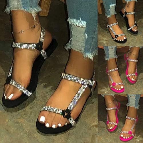 Саксозео сандали за жени облечени летни удобни флип -апостолки кристално рамни сандали женски сандали обични чевли за патувања во плажа