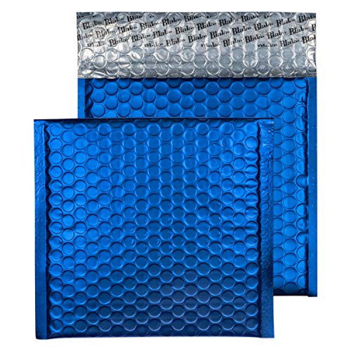 Блејк чисто пакување ЦД 165 x 165 мм Мет металик метални коверти со меурчиња од коверти и заптивка победа сина - пакет од 10