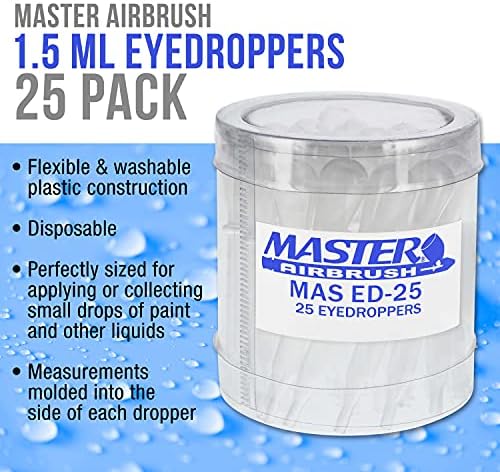 Master Airbrush® Brand 25 Pipette Eyedroppers за трансфер на течност и боја на воздушна четка