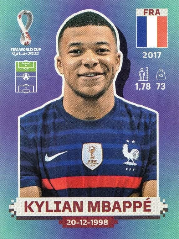 2022 налепници на Светскиот куп во Панини FRA19 Kylian Mbappe France Soccer Налепница - Сина грб