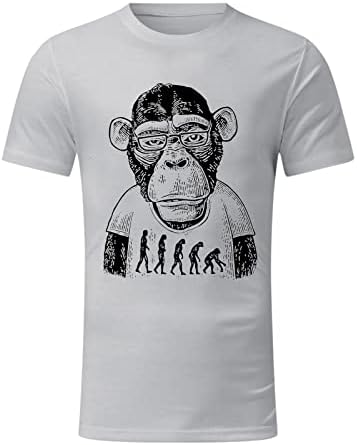 Летни маици на Ubst за кратки ракави за мажи, улична шимпанза мајмун за печатење на екипаж на врвови на врвови со обична маичка со редовно вклопување
