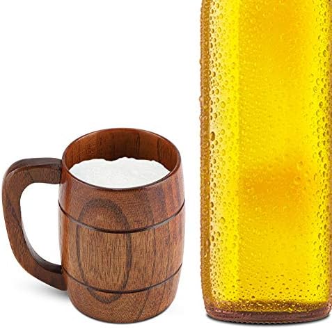 Дрвена кригла со пиво, природна дрвена чај вода класична кригла за пиење дрво за домаќинство
