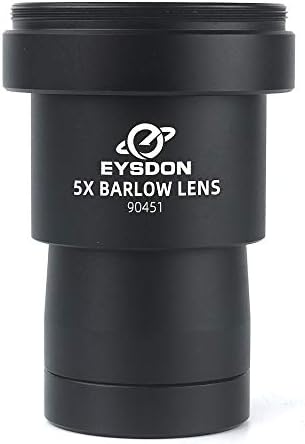 Eysdon 5x Barlow Lens 1,25 Метал целосно обложен фокален должина на додаток со адаптер за прстен од камера M42 за фотографија на телескоп