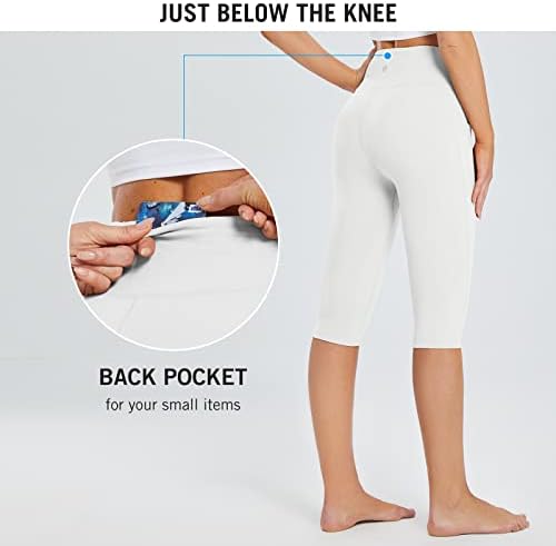 Балаф женски колено должина на капри хеланки со џебови за вежба за лето лето јога