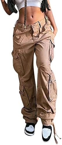 Dsенски тексас фармерки ДСОДАН, модни панталони со високи половини, директно карго панталони, обични баги панталони со џебови лабаво вклопување