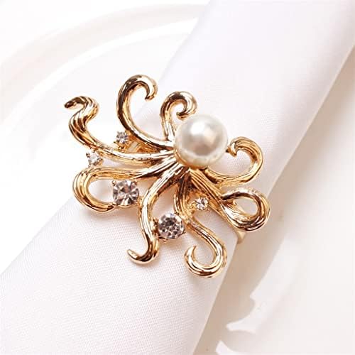 Zhuhw 12 парчиња свадба салфетка тока дијамант октопод салфетка прстен хотел модел соба декоративна уста крпа прстен