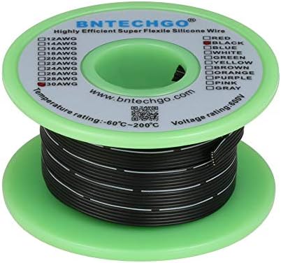 Bntechgo 26 мерач на силиконски лента кабел Флексибилен 8P црн 25 стапки рамен кабел 26 AWG заглавена засилена бакарна жица