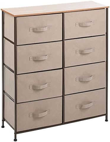 Mdesign 38.31 Висока челична рамка/дрво за складирање мебел за мебел со 8 отстранливи фиоки за ткаенини - Голем организатор на биро