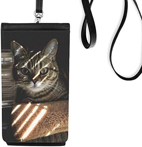 Animalивотинска мачка зрачење Фотографија Пукаат телефонски паричник чанта што виси мобилна торбичка црн џеб