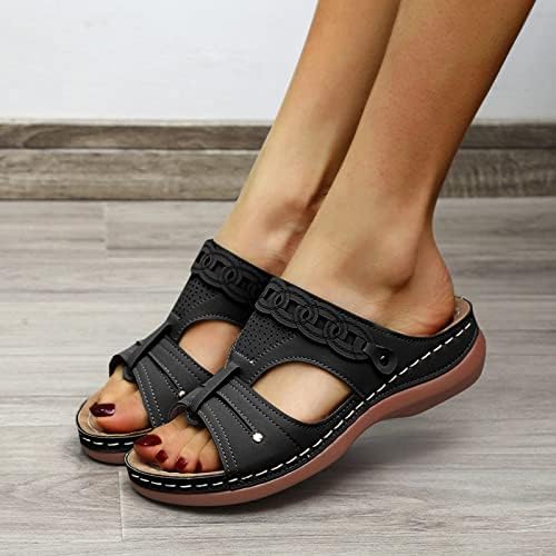 Womenените сандали чевли удобни флип -апостолки за жени со лак поддршка летни кафеави пета сандали за жени
