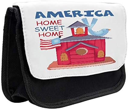 Зачудувачки куќиште на молив во Америка, куќичка со птици со знаме на САД, торба со молив со ткаенини со двоен патент, 8,5