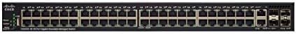 Cisco SG350X-48 Stackable управуван прекинувач со 48 порти на Gigabit Ethernet, 2 x 10g комбо + 2 x SFP +, ограничена заштита на животниот