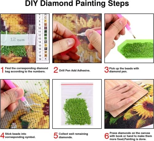 Комплети за сликање на дијаманти Bohuayi за возрасни, 5D DIY боја по броеви за возрасни почетник, DIY целосна вежба дијамантски точки слики