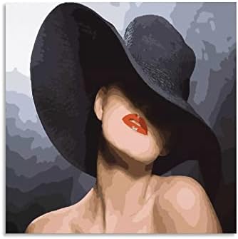 12x12inch Апстрактна сликарство модерна девојка wallидна уметност капа платно сликање виси слика дома декорација