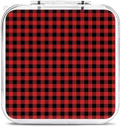 Buffalo Plaid Red Checked Checked Game Case Case ChockProof Game Cards Storage Stoption Slots Spots Storage Protective Box компатибилно
