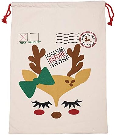 Yookay 2 пакет Божиќни и машки и ирваси за ирваси торби Санта вреќа со влечење дополнителна голема големина 27 x19